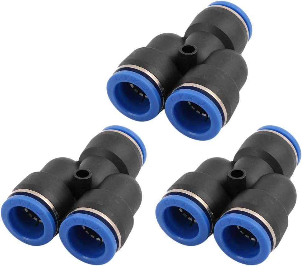 uxcell® 3Pcs 16mm Dia Y Type 3 Ways Tube Hose Pneumatic Air Quick Fitting Push In Connector