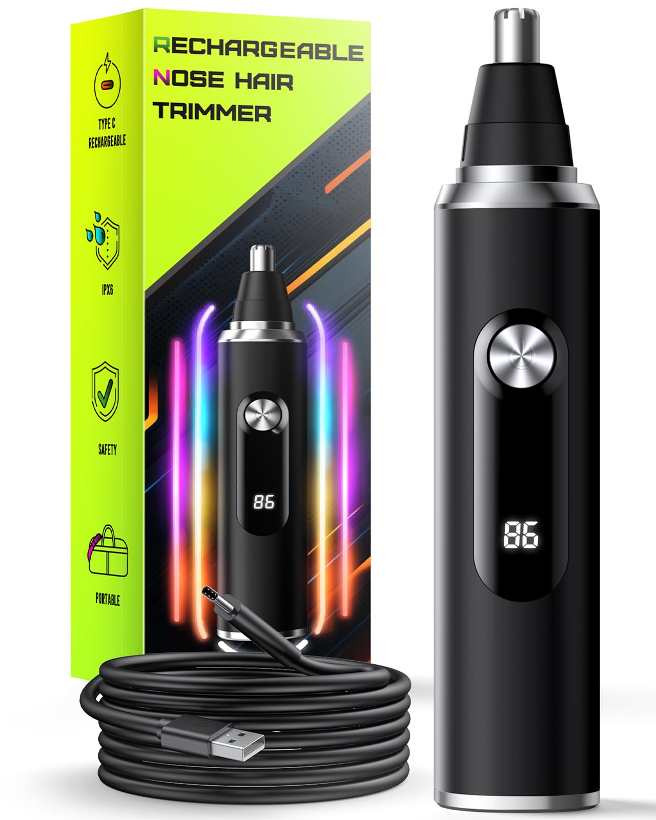 Nasenhaartrimmer 3 in 1 Set, USB Wiederaufladbar Nasenhaarschneider mit Doppelschneideklingen,Professioneller schmerzfreier Augenbrauen und esichtshaartrimmer für Männer und Frauen