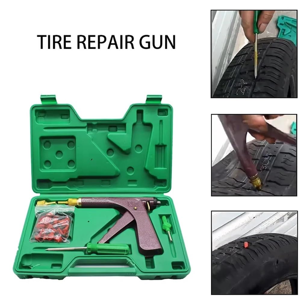 Kit profesional de reparación de pinchazos for neumáticos sin cámara de coche y bicicleta, pistola de vacío for reparación de neumáticos, kit for bloqueo de neumáticos de coche y fugas de aire(WITH BO