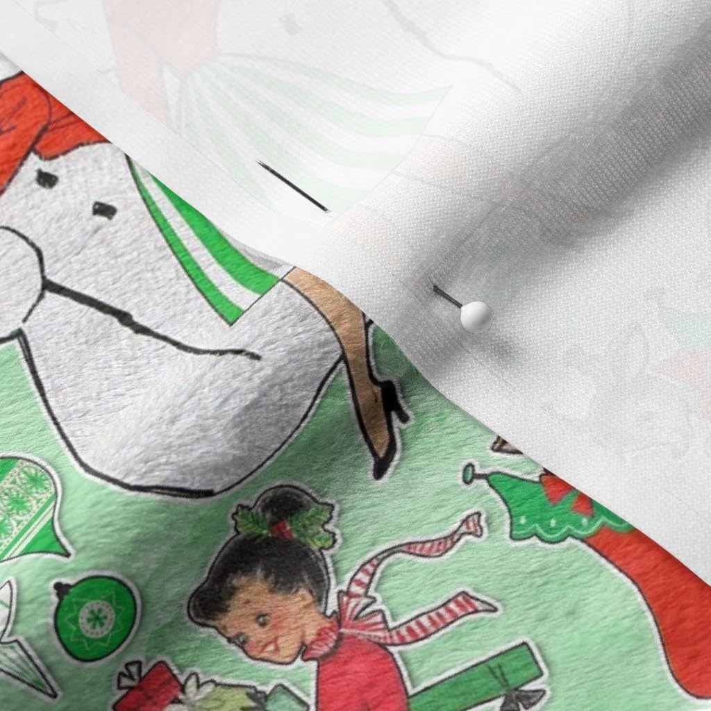Spoonflower Fabric - Christmas Pinup 1950S Retro Vintage Snowman Candy Canes Holiday Pin-Up Printed on Minky Fabric by The Yard - Sewing Baby Blankets Quilt Backing Plush