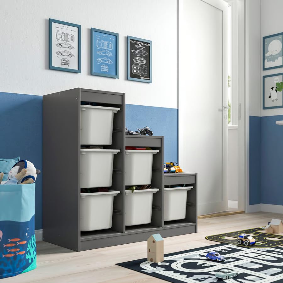 ZRIZAURA TROFAST Storage Combination with Boxes Frame 99x44x94 cm Office Essential Frame with Storage Boxes Grey Cabinet