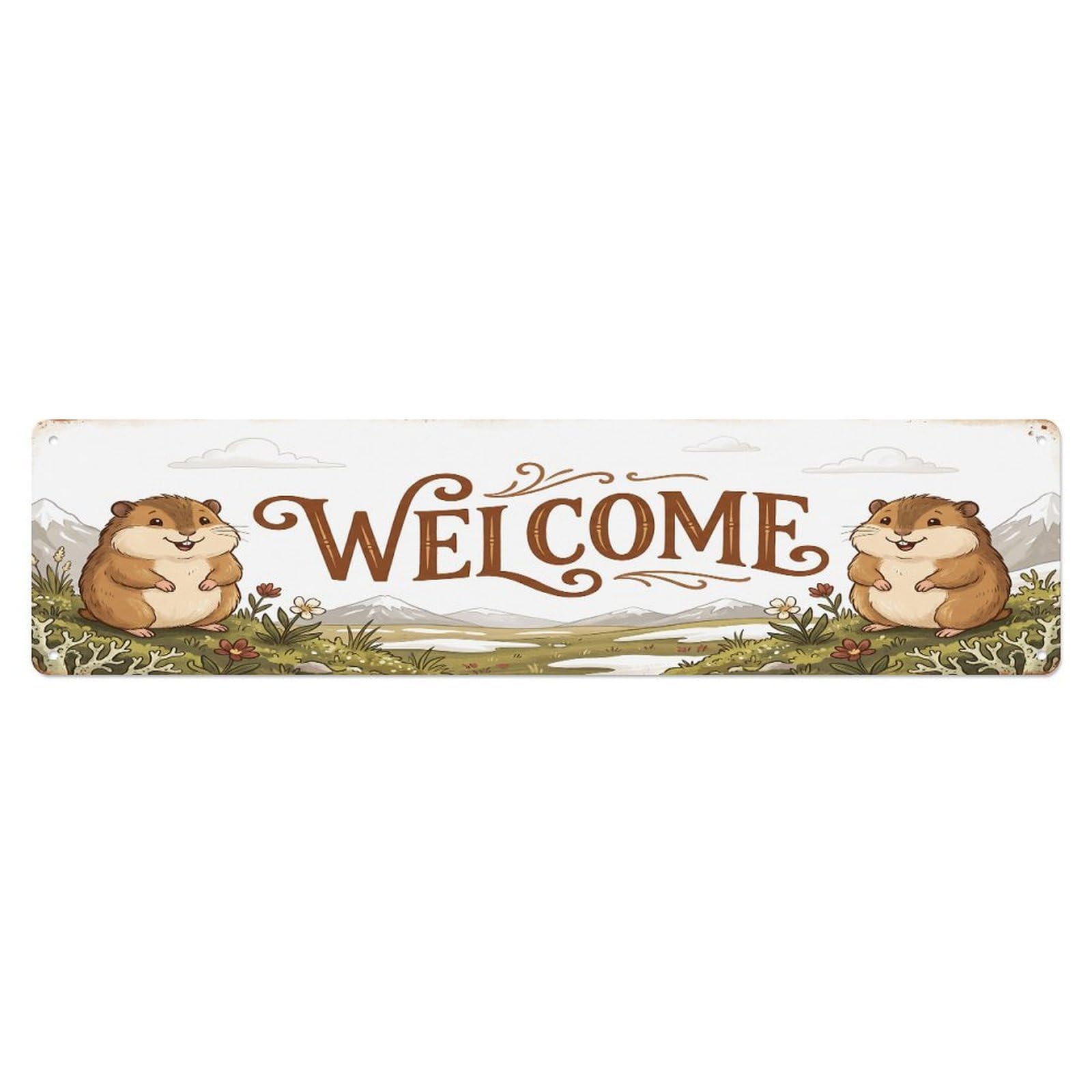 Cxhjca 4X16inch(10X40cm) Vintage Welcome Lemming Tundra Metal Tin Sign