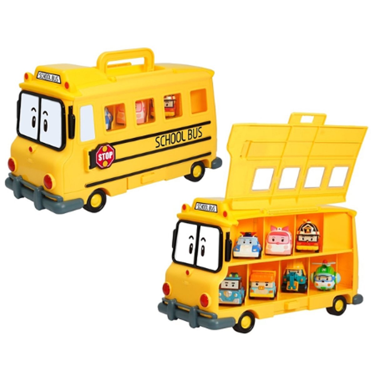 Academy poli Robocar Poli School Bus Carrier For Other Poli Die Casting Toys