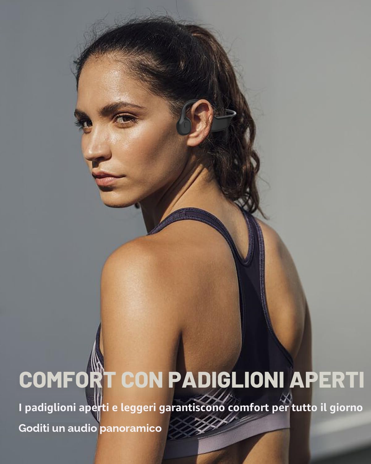 SANOTO Cuffie Conduzione Ossea Open Ear Auricolari Bluetooth 5.3 Ossea Auricolari Conduzione Ossea Wireless IPX7 Cuffie Sport Impermeabili e Antisudore Adatte per Corsa Ciclismo Fitness Ufficio