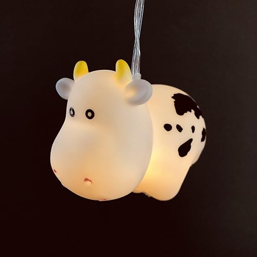 Miniatura 9 de Bonita luz nocturna de vaca, de granja, con leche, vaca, funciona con pilas, 3M, 20 LED, decoración de hadas para niños, niñas, dormitorio,