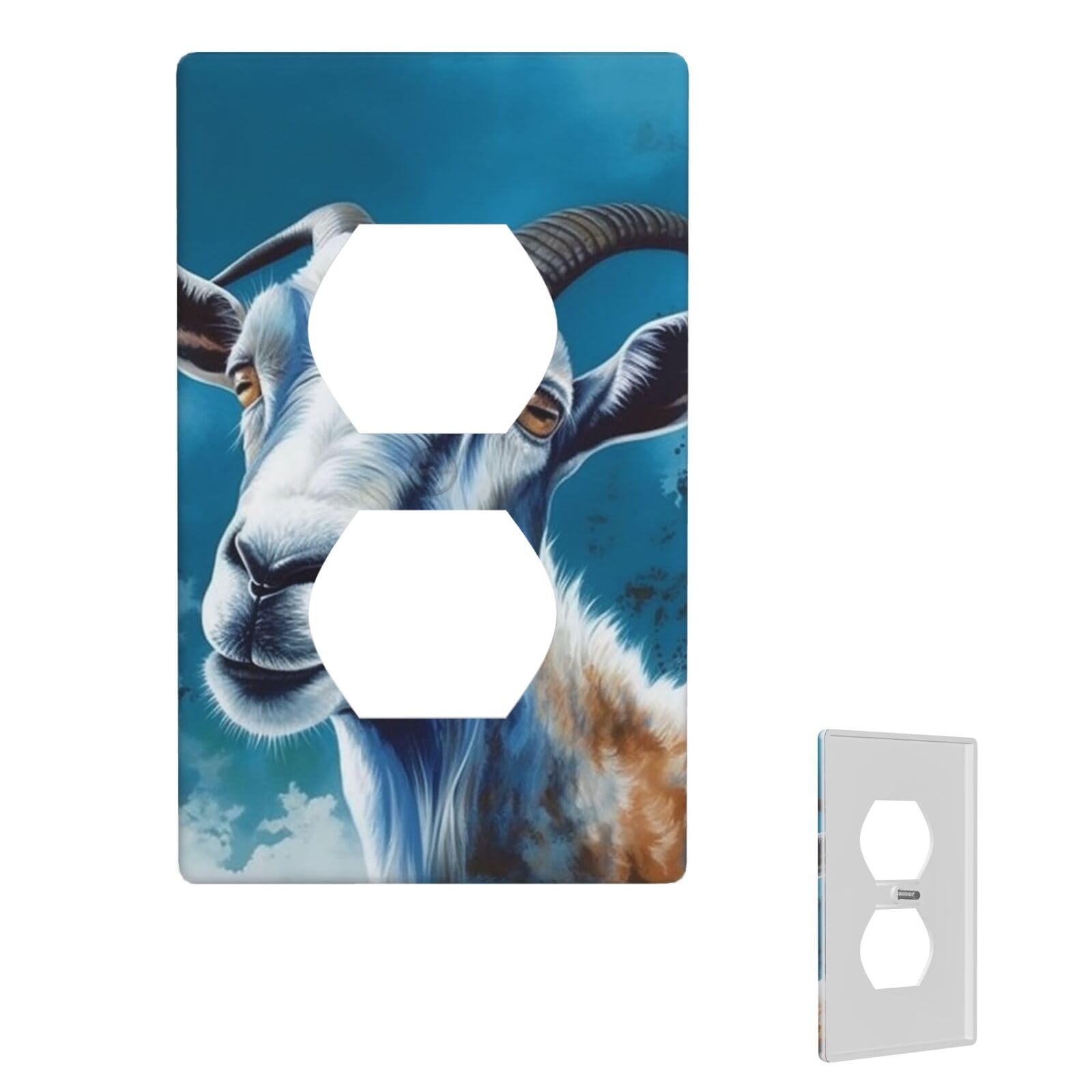 1-Gang Decorator Wall Plate Blue Goat Print Light Switch Cover Single Gang Receptacle Wall Plate Standard Size 4.5" x 2.76" Wallplate Unbreakable Polycarbonate Outlet Faceplates Cover