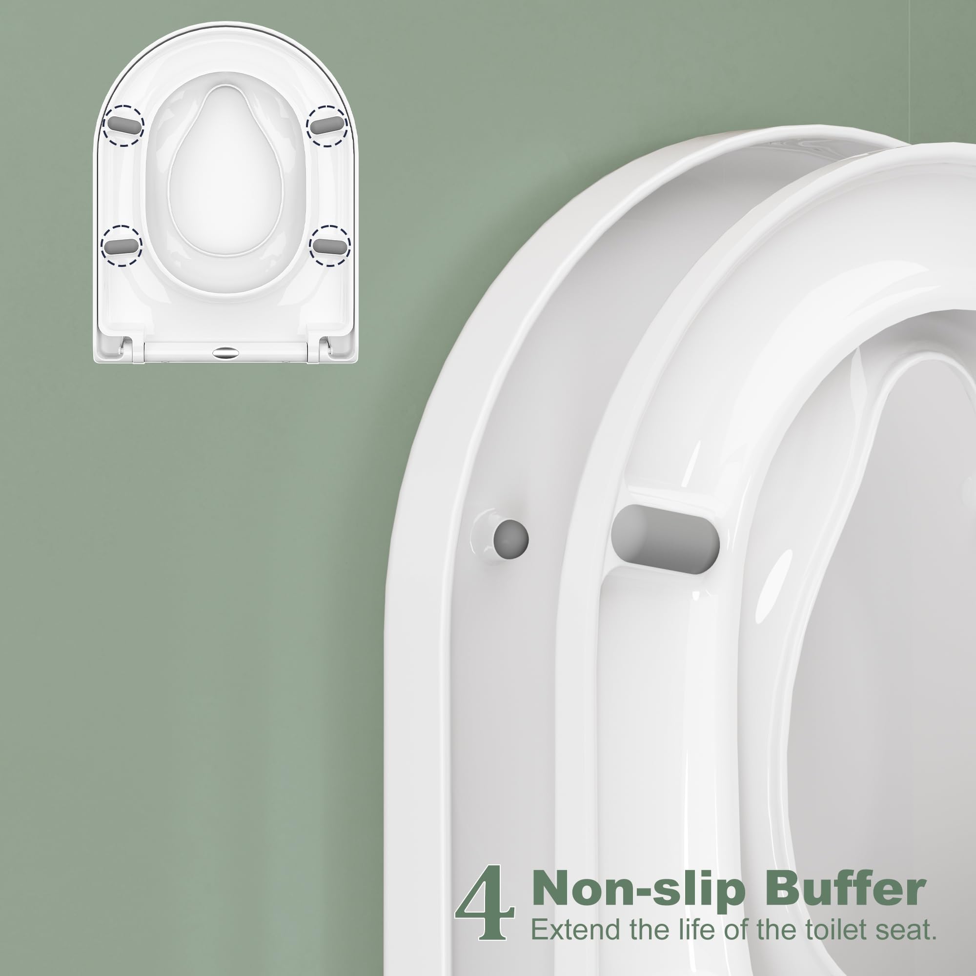 Toilettendeckel mit Kindersitz Absenkautomatik, WC Sitz Klobrille Toilettensitz mit Quick-Release Funktion& Verstellbaren Scharnieren WC Deckel aus UF Duroplast, Long D-Form Weiß