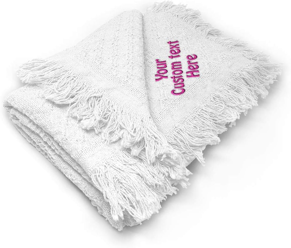 Nursery Bedding Baby Blankets for Boys & Girls Custom Personalized Text Name Cotton