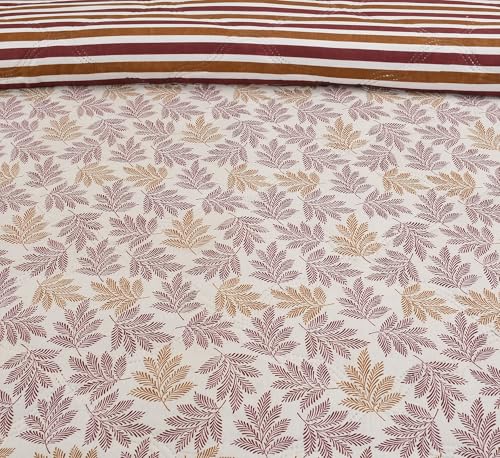 Image of IVAZA Luxury Ultrasonic Punch AC Comforter Blanket - Quilted Microfiber Floral Pattern, Lightweight Breathable All‑Season Blanket for Bedroom, Travel (Singled Bed,228x152 CM) Brown White