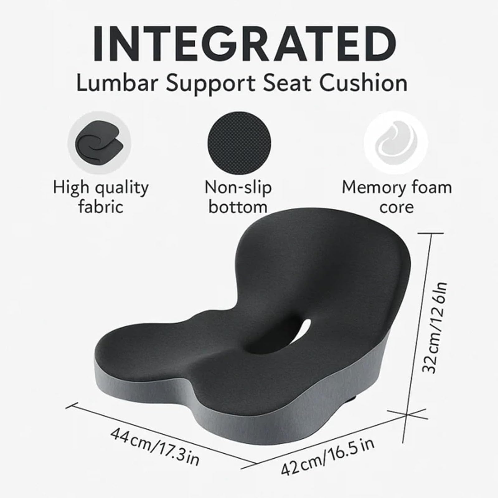 Cojín ortopédico de asiento para conductores de camiones, espuma viscoelástica con correa ajustable, soporte ergonómico para la espalda para viajes largos, ideal para mayor comodidad durante el viaje