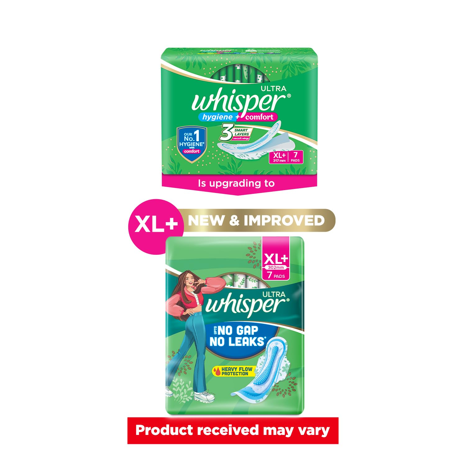 Whisper Ultra Clean XL+ 7 Pads Sanitary Napkins for Women (317mm)