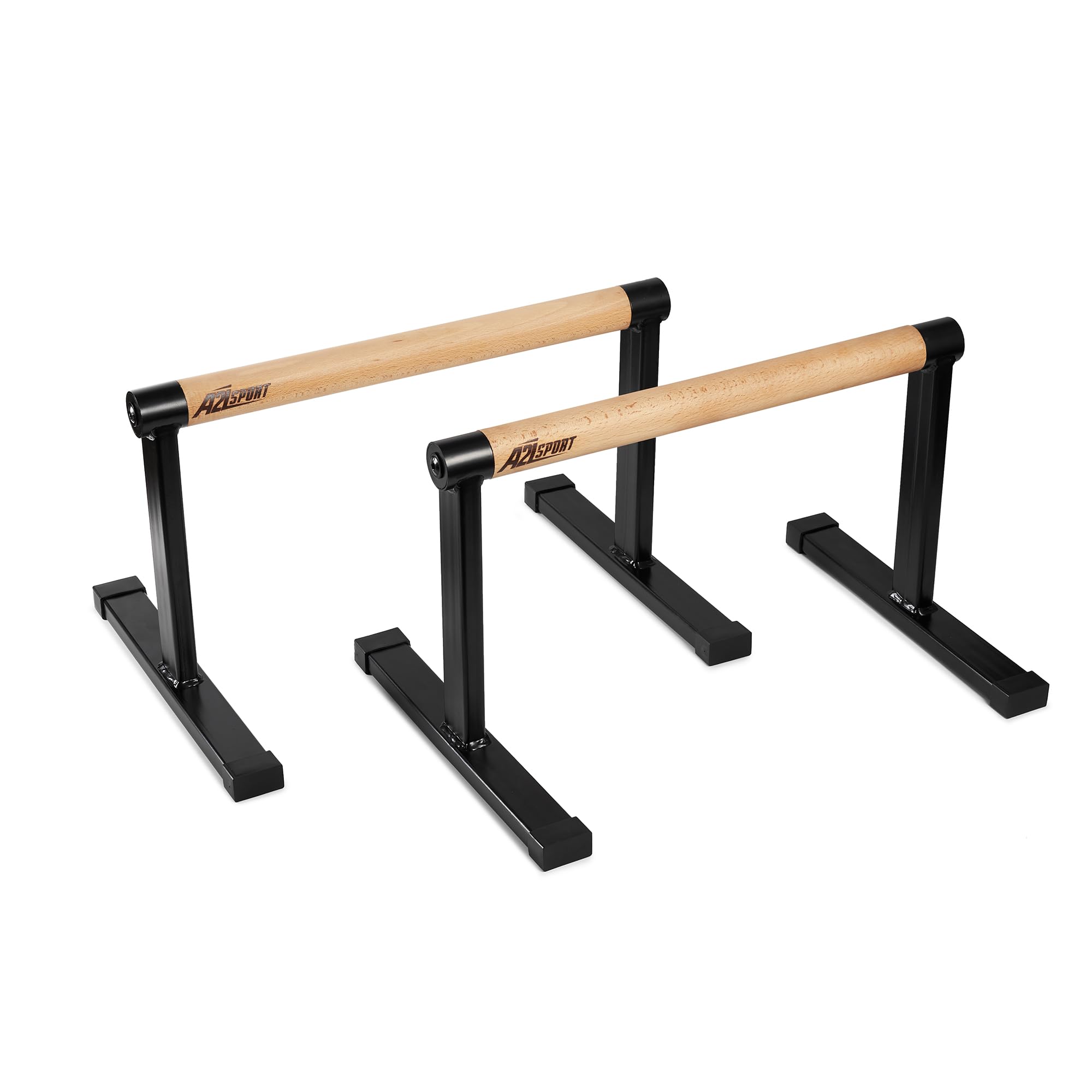 Premium Parallettes bis 1500 kg - Liegestützgriffe Holz und Metall - Rutschfeste Handstand Griffe/Dip Bar - Push Up Bars für Calisthenics, Krafttraining & Yoga