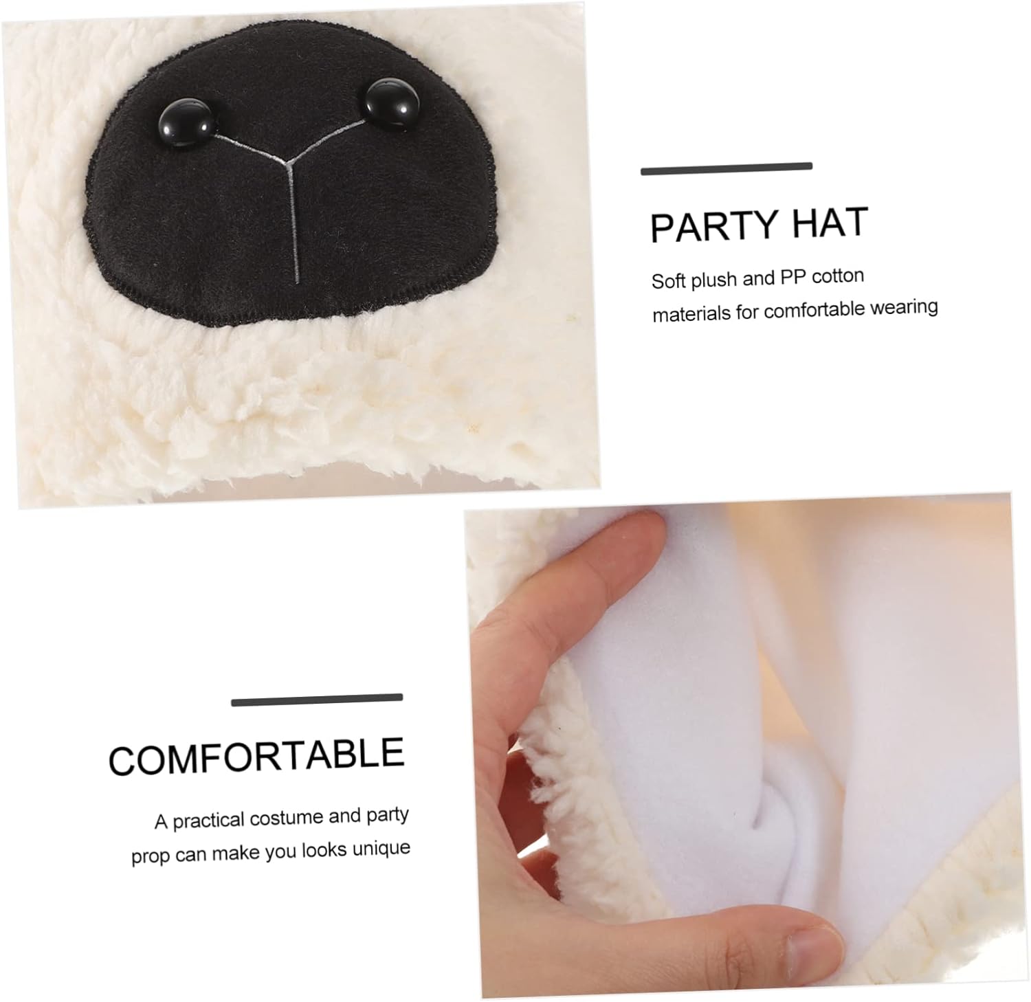KESYOO Lamb Ears Hat Kids Tiara Kids Costume Winter Clothing Black Sheep Hat Sheep Costume Cosplay Ear Headg Cartoon Photography Props Plush White Child - Image 8