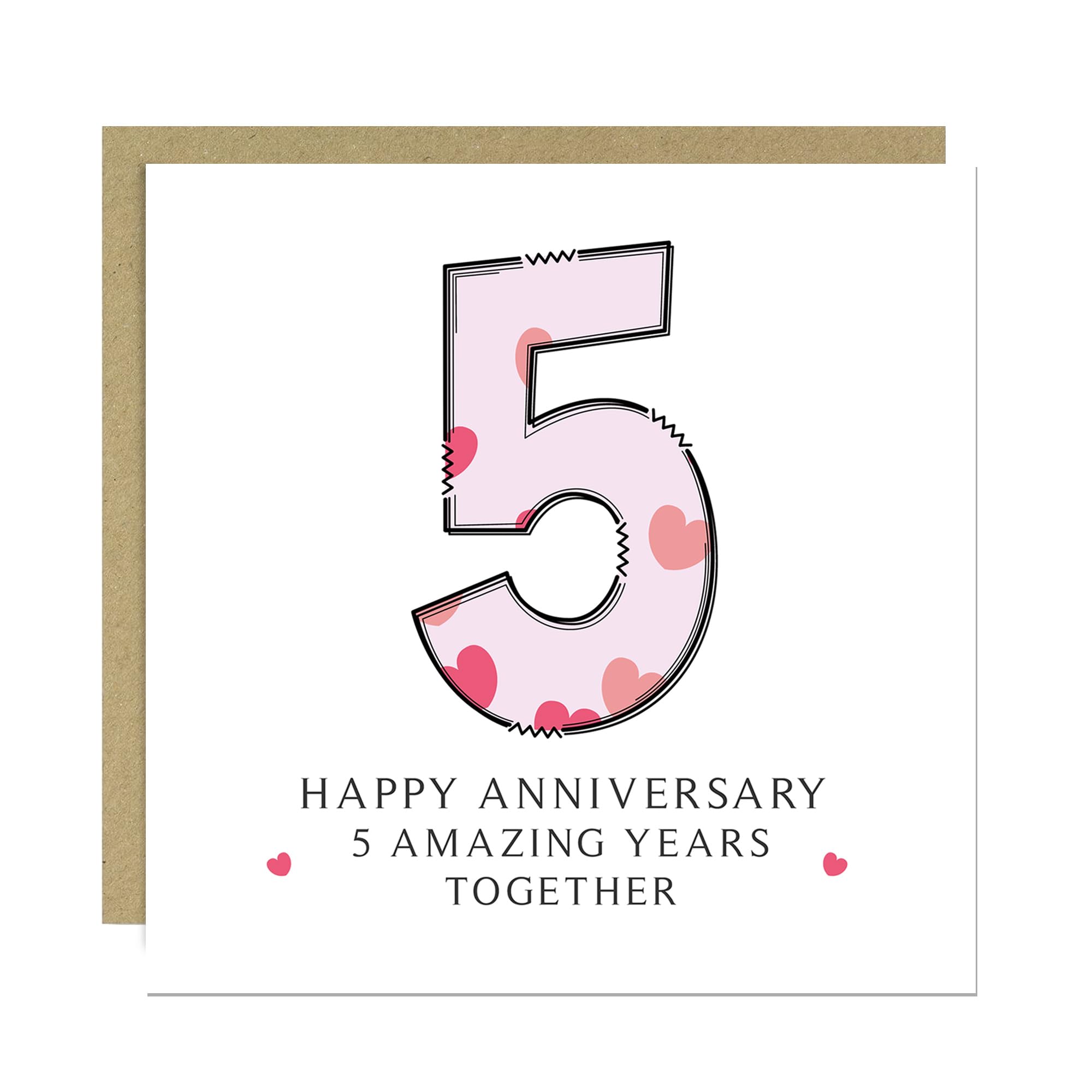 RED OCEAN Wedding Anniversary Card With Envelope Included 1st 2nd 3rd 4th 5th 10th 20th 30th 40th 50th Anniversary Cards For Husband Wife Couple Boyfriend Girlfriend (5th Anniversary Card)