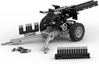 Military Anti-Tank Gun Model Kit with 20 Shells, MOC WW2 Army Building Blocks Howitzer Artillery Weapon Brick Sets, Compatible with Lego
