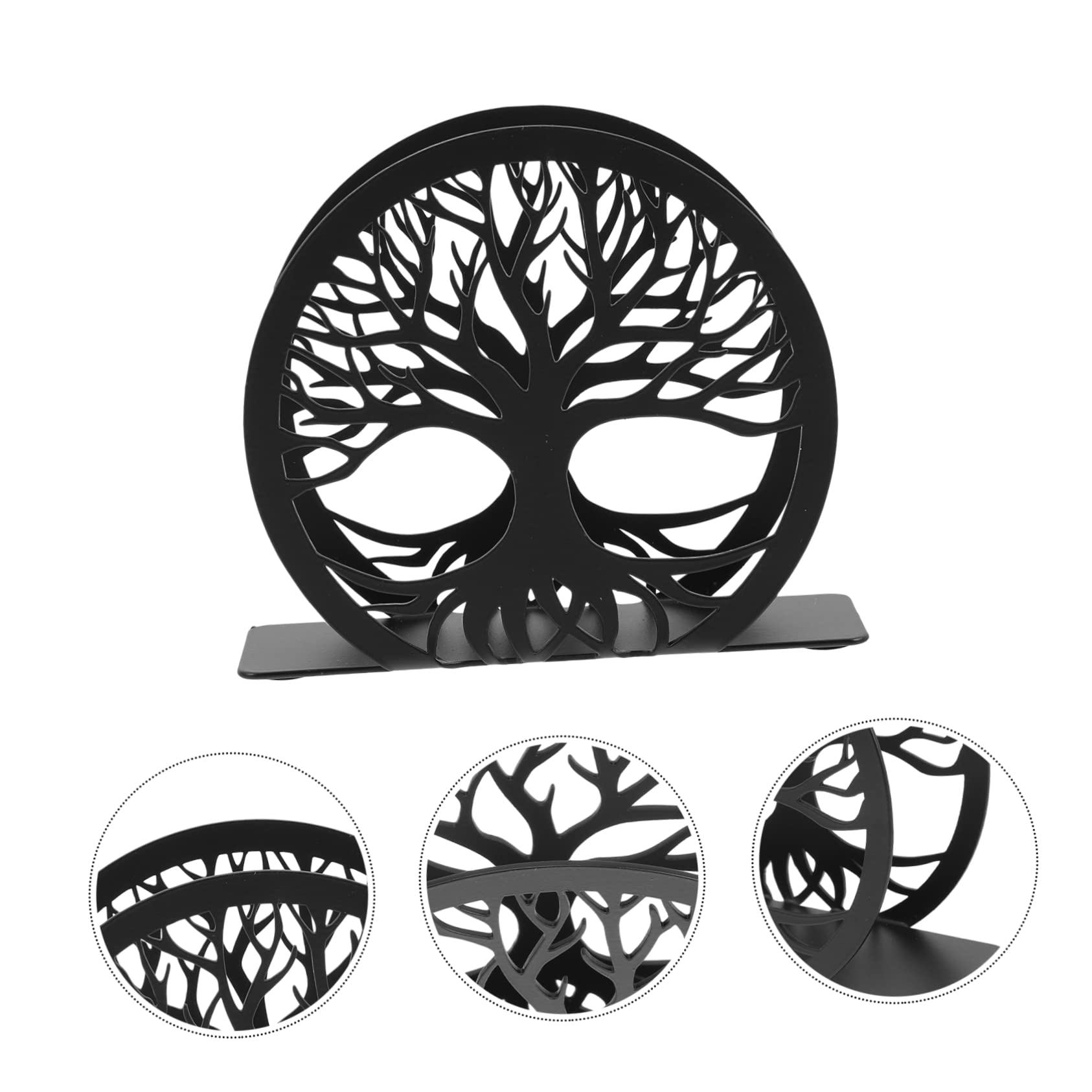 SOLUSTRE Servilletero de Acero Inoxidable Negro Diseño Ahuecado y Apertura Grande, Resistente y Decorativo para Mesa en Fiestas y Uso Diario