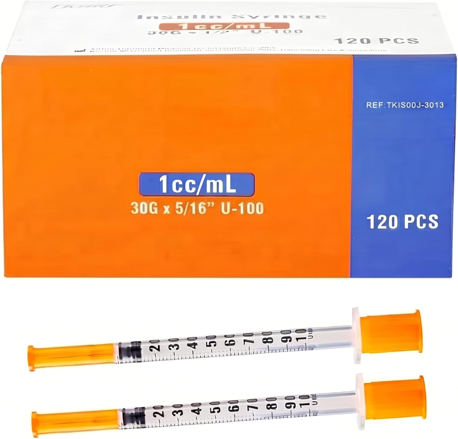 Pack of 120 1ml 30G x 1/2 Inch (0.3mm x 13mm) , U-100 Lab Tools, Individual Wrapped