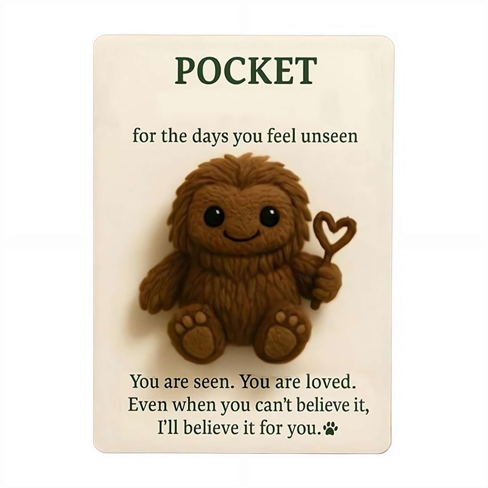 Pocket Big-Foot – Your Furry Little Encourager,2026 New Hugs Positive Big-foot Stuffed Animal,Mini Huggable Big-foot with Positive Card,Emotional Support Gifts for Big-foot Party Supplies