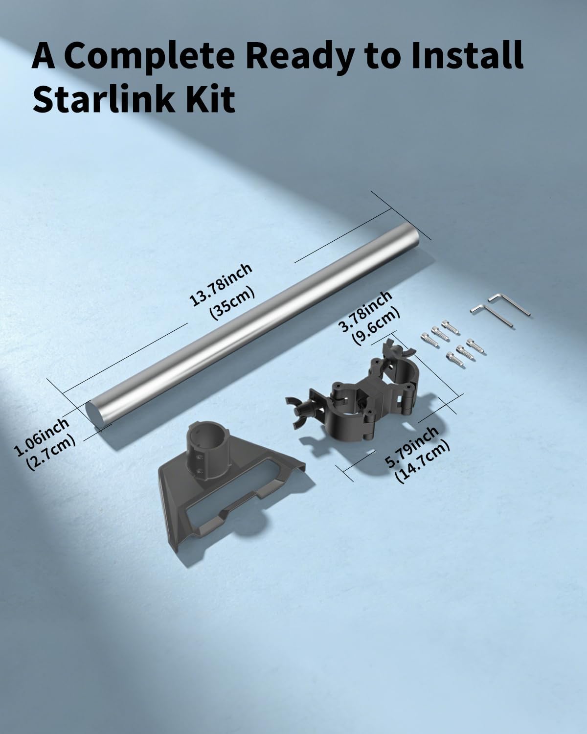 Starlink Mini Mount, Aluminum Adjustable Heavy-Duty Mount & Pole Mount Kit, Compatible with 2025 Starlink Mini Standard Dish, Ideal for RV, Camper, Roof Rack, Balcony