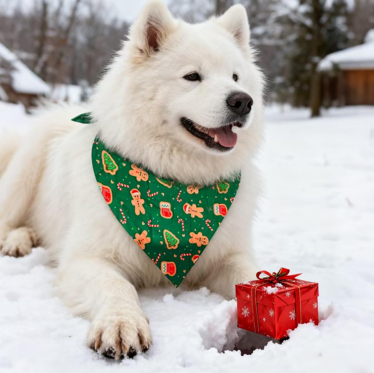 3 Pack Large Christmas Dog Bandanas,3 Pattern Holiday Scarf for Dog Cat, Triangle Reversible Bibs Breed for Puppy Pets (Large, Christmas) image 4