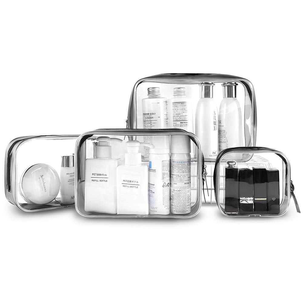 4 Trousse De Toilette Transparentes QHFlashbuy - PVC Étanche, Sac De Voyage Pour Maquillage Et Cosmétiques - 3 Tailles