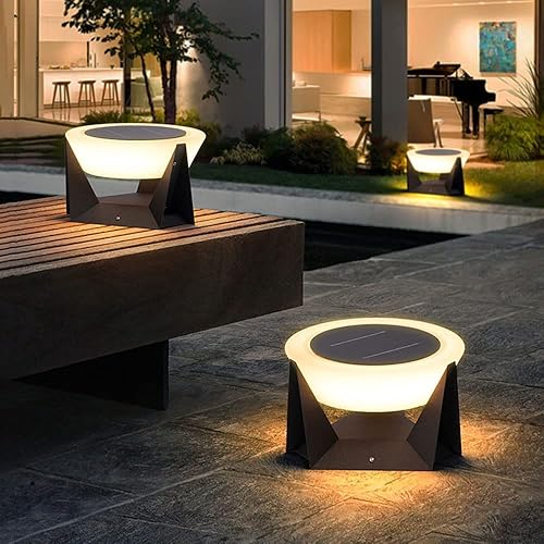 Miniatura 4 de Luces de poste al aire libre, luz solar de acero inoxidable para jardín, luz de pared impermeable para exteriores, luz de césped para el hogar,
