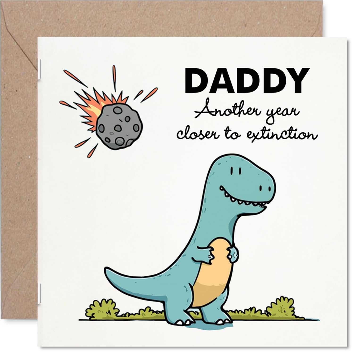 Funny Daddy Birthday Card - Closer To Extinction - Cheeky Happy Birthday Card for Daddy from Son Daughter, 145mm Joke Humour Bday Greeting Cards