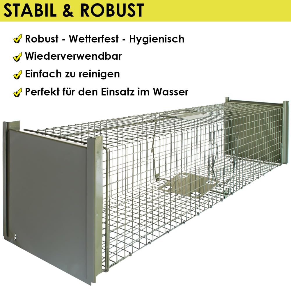 Petigi Lebendfalle Drahtfalle Marder Lebend Wiesel Garten Kaninchen Abwehr Umsiedeln Falle Haus Zubehör Ratte Rattenfalle Vertreiben Dachboden 120 x 26 x 26 cm Grün