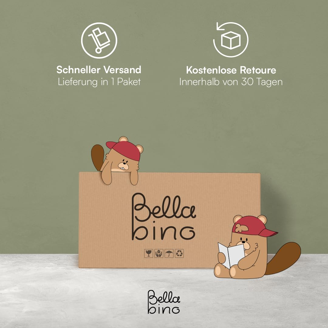 Bellabino Koro Bücherregal Kinder – Regal Kinderzimmer mit 3 Fächern für Bücher – Montessori Kinderregal mit Schublade – Spielzeugregal Aufbewahrung in Weiß – Spielregal aus Holz 79 x 34 x 72 cm