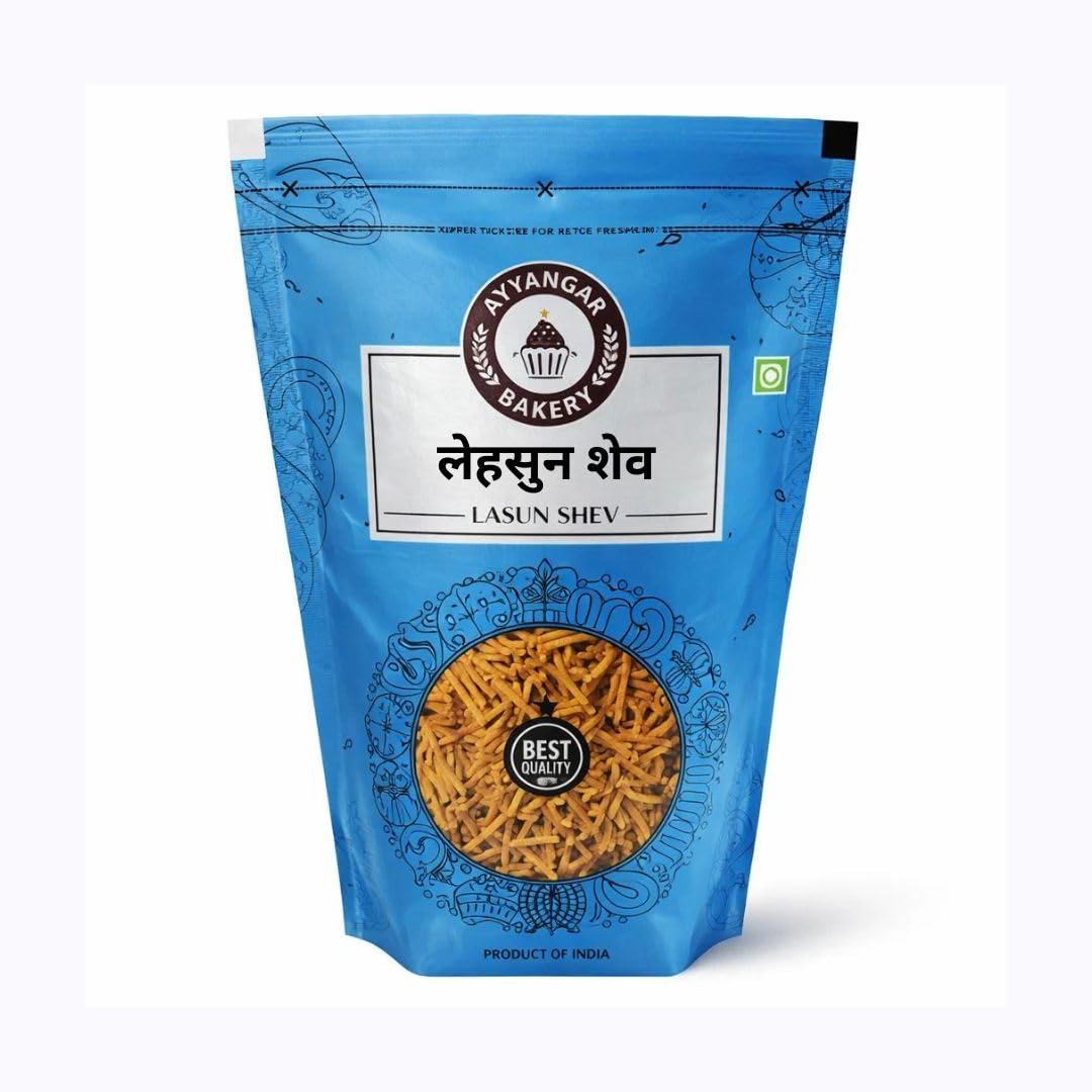 Ayengar Bakery Lasun Shev | Traditional Maharashtrian Garlic Sev | Crispy & Spicy Namkeen Snack | Freshly Packed | Vegetarian