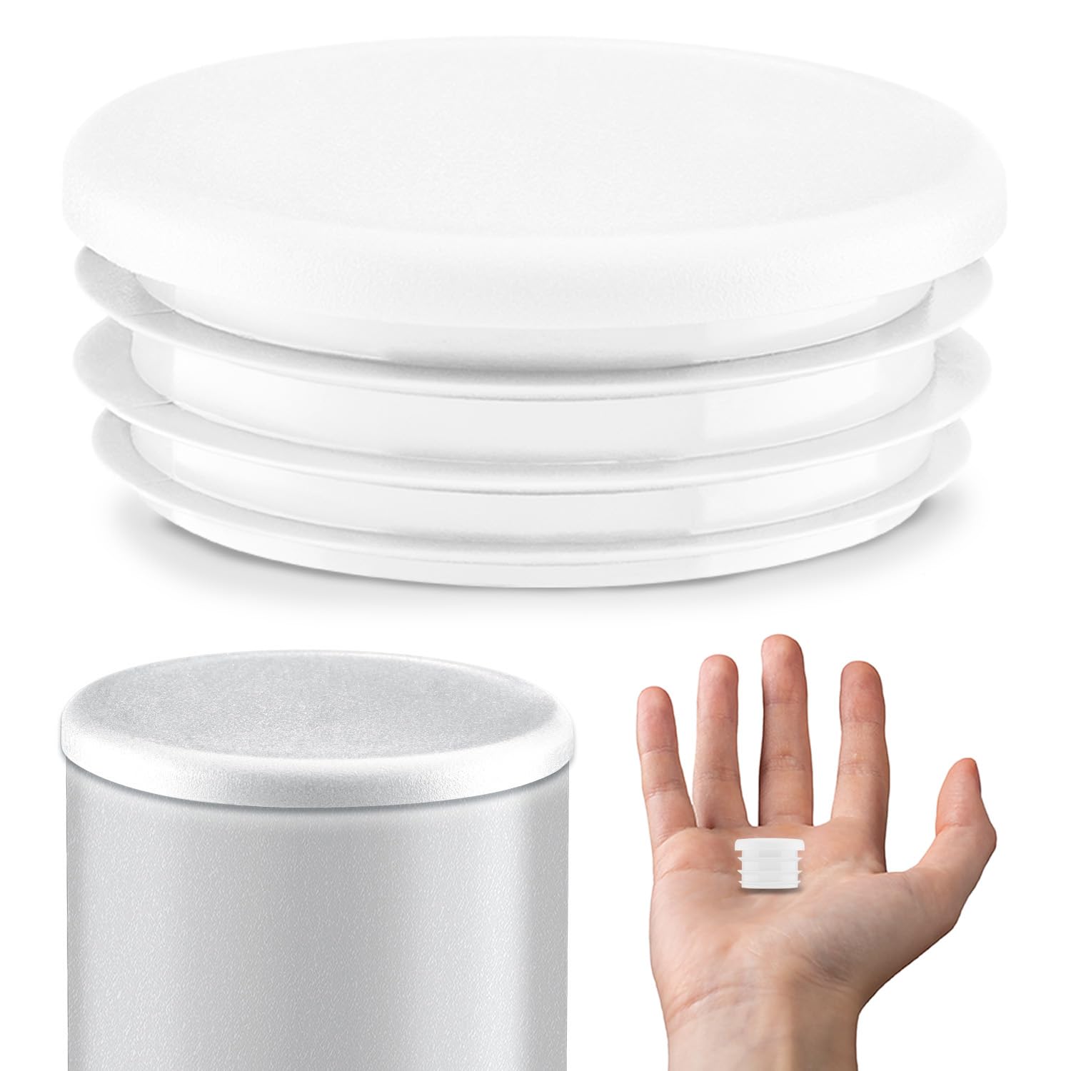 Emfa White Lamellar Plugs End Caps For Round Pipe 18 Mm 10 Pcs. Ral 9010 Plastic End Caps 1,8 Cm ®
