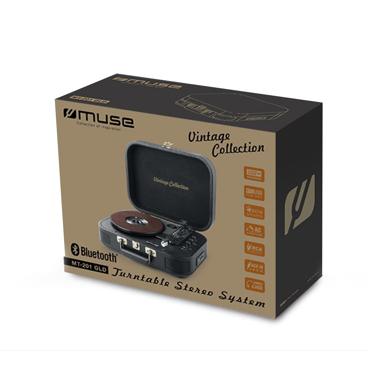 MUSE Platine Vinyle USB MT-201 GLD
