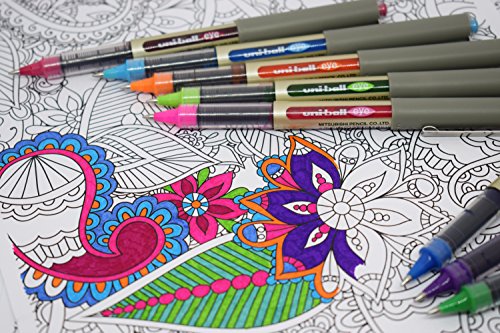 Image of UB-157 Eye Fine Ballpoint Pen - Uni Super Ink in Assorted Colours - 0.7mm Tip (Pack of 8)