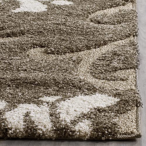 Image of Export Quality Microfiber Hand Woven Shaggy Carpet Collection with 2 inch Pile Height Carpet for Living Room & Bedroom Size 5x5 feet Square coular Beige /Ivory