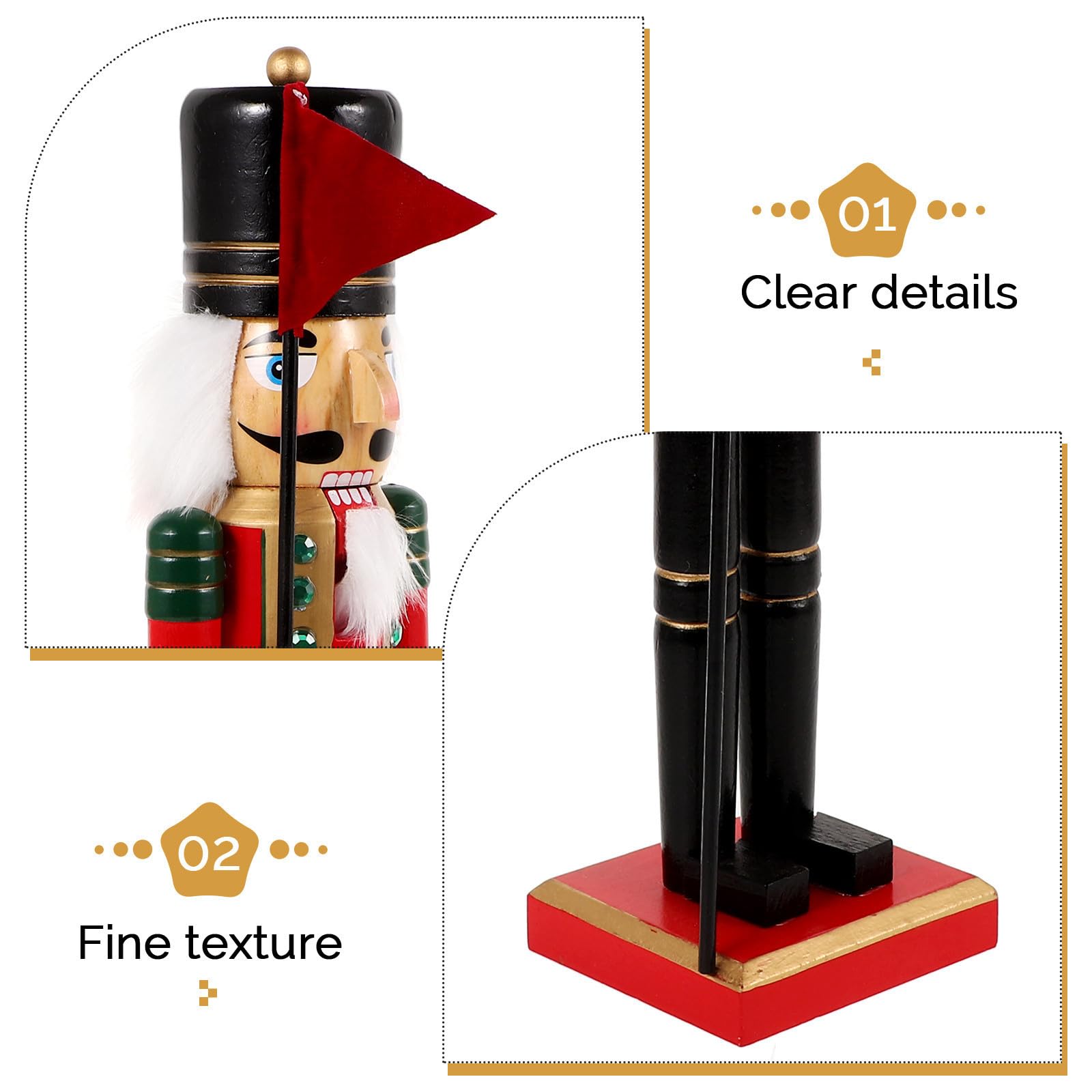 TOYANDONA 3 Piezas Cascanueces de Madera Navideños de Escritorio, Soldado