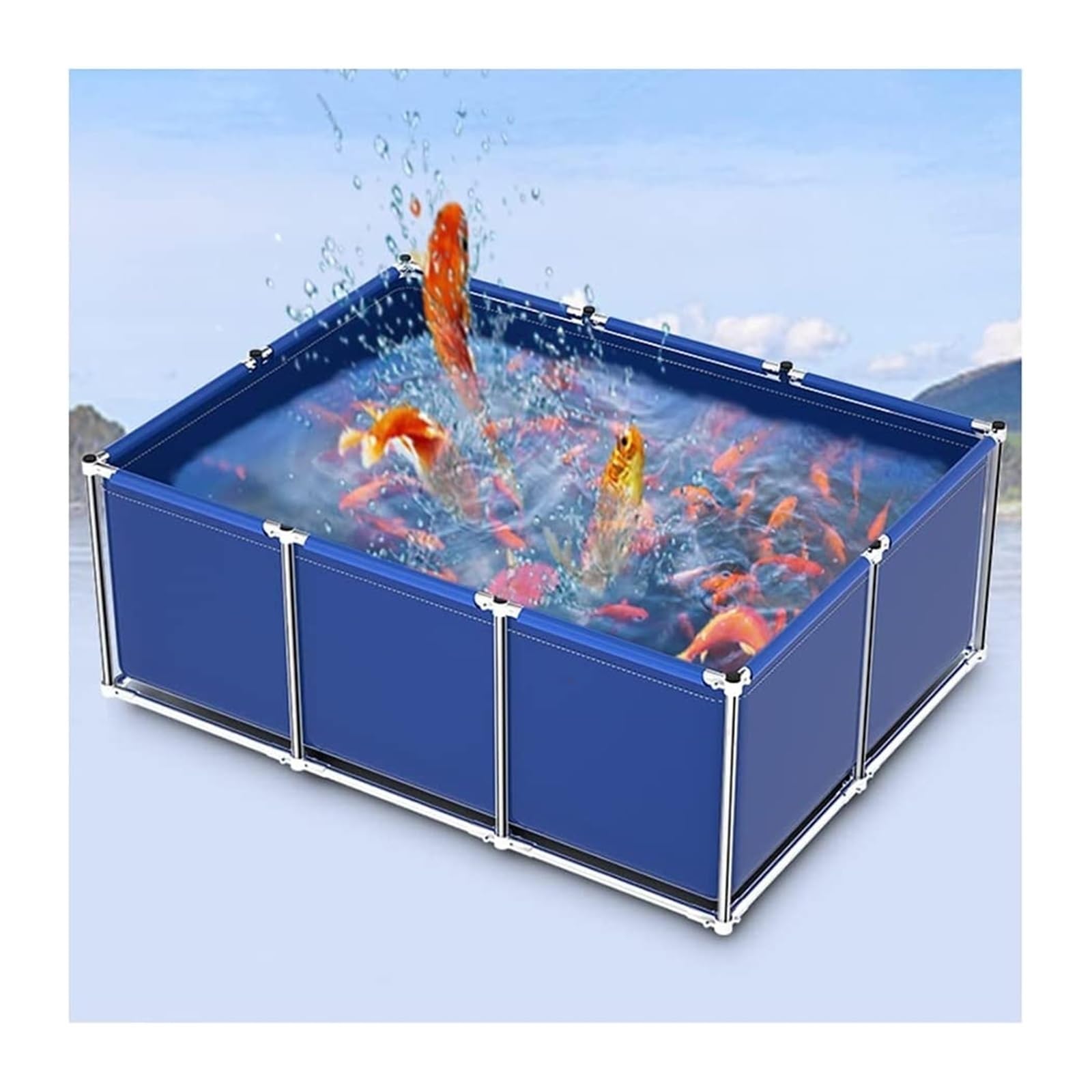 Stagno per pesci in tela per esterni, serbatoio d'acqua per l'allevamento ittico, ispessito e resistente alle intemperie, 2 x 1,5 x 0,7 m, ideale per acquacoltura e uso n
