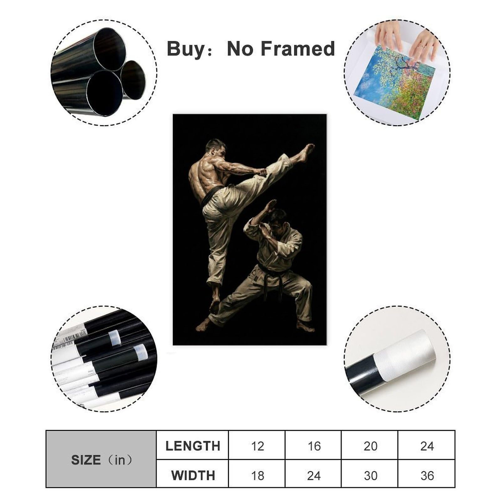 ASGRCN Poster su tela con azione dinamica dei combattenti di karate, per | , diverse dimensioni, stili multipli di cornice, arte della parete, dipinti decorativi, decorazione della stanza del
