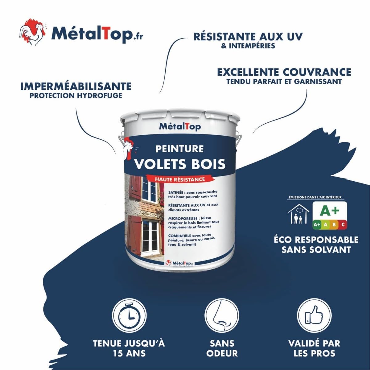 Peinture Volets Bois Gris Anthracite RAL 7016-1 L Microporeuse Anti-UV Anti-humidité Haute Protection 15 Ans