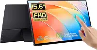 Monitor portátil de 15,6 polegadas, tela sensível ao toque FHD IPS com vidro temperado, monitor de viagem com suporte e alto-falante, monitor externo HDMI USB C para laptop, computador, Xbox