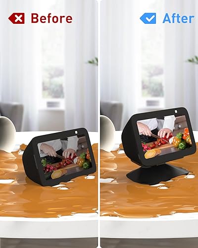 Miniatura 4 de Maxonar Soporte para Echo Show 5 (3 generación), soporte giratorio de inclinación ajustable, base antideslizante, magnético fuerte, compatible con