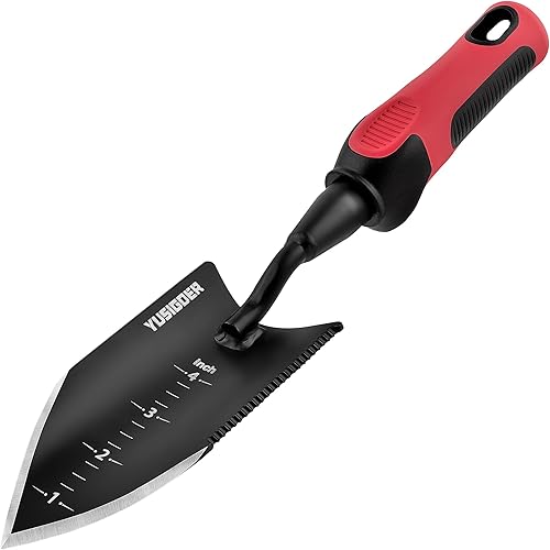 Herramientas de mano de jardín de acero inoxidable - Paleta de plantación de jardín resistente, pala de deshierbe - Mango rojo