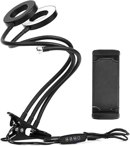 Miniatura 2 de Mini anillo USB con clip de 3.5 pulgadas, lámpara de relleno de luces duales, 3 modos, diseño de brazos flexibles regulables con soporte para