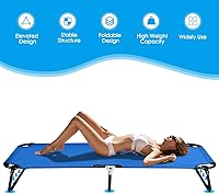 Vista 6 de COSTWAY Cama de camping plegable al aire libre portátil militar cuna dormir senderismo viaje azul