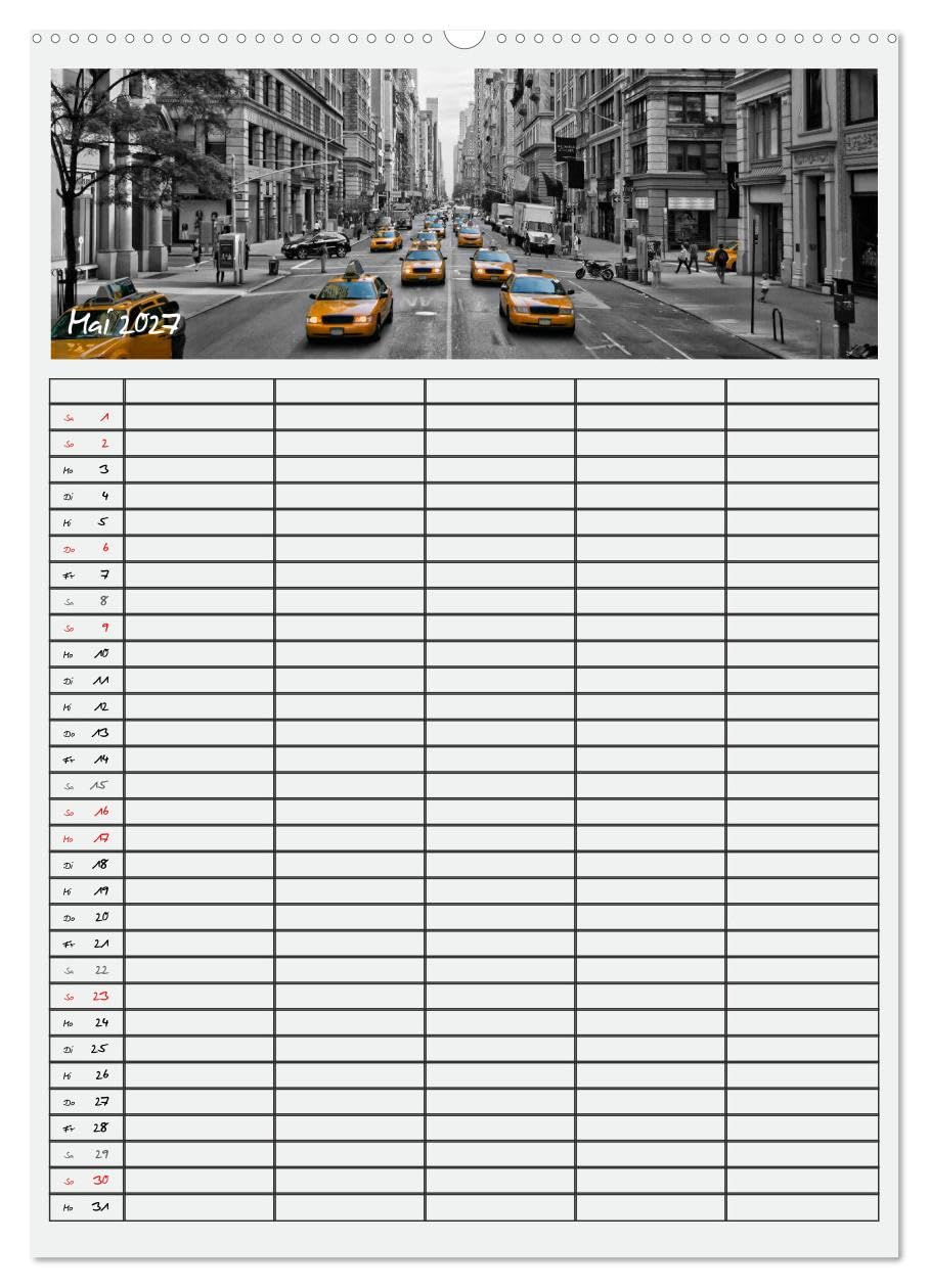 CALVENDO - NEW YORK CITY Teamplaner (Wandkalender 2027 DIN A2 hoch), Monatskalender: Für Terminierungen im Büro oder Daheim