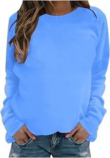 Hailmkont Long Sleeve Outfit for Women Fall Winter Crew Neck Graphic Loose Fit Plain Outfit Sweatshirt Women 2023