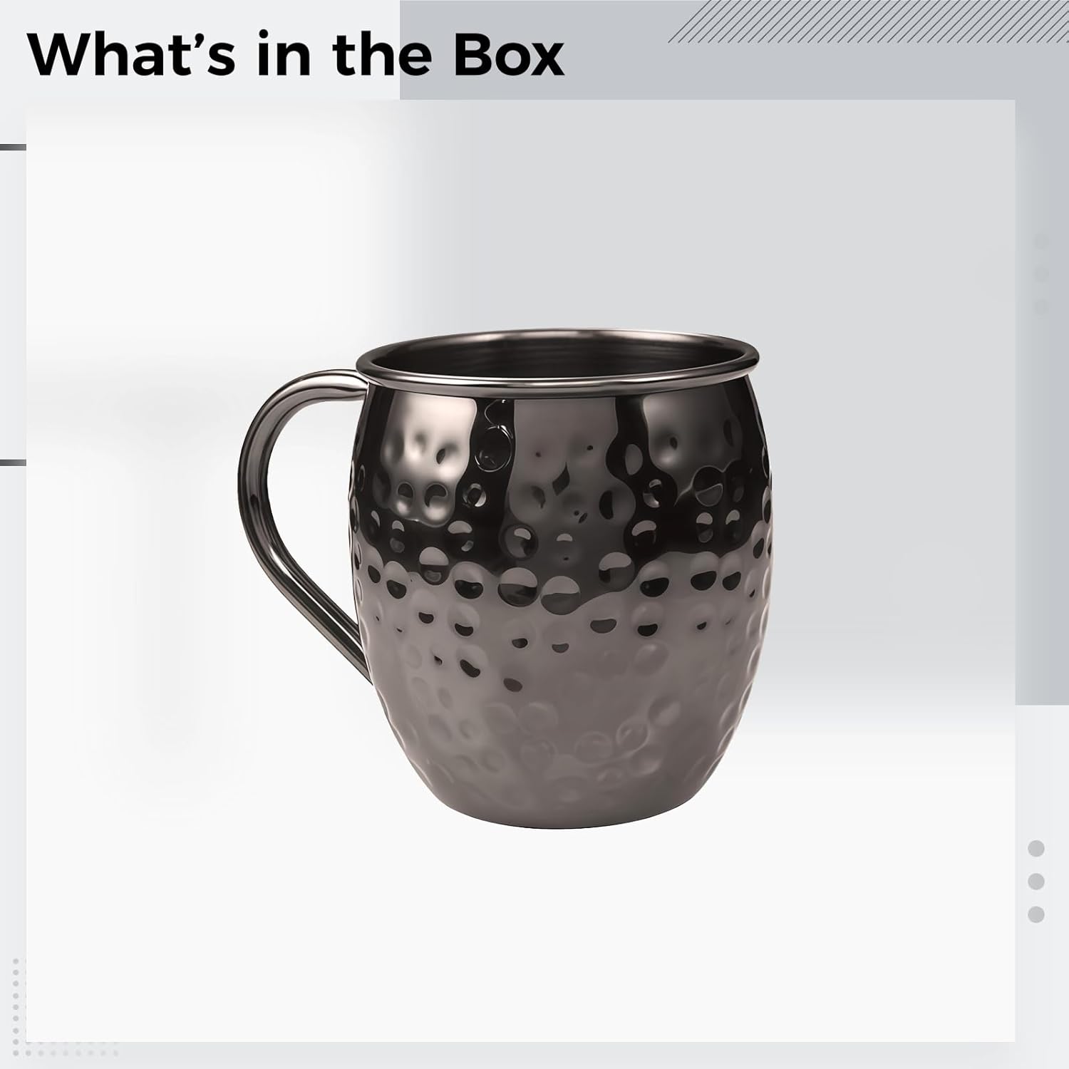 Set Of Moscow Mule Mugs, 304 Stainless Steel, Hammered Black-Plated Finish, Ideal For Cold Cocktails And Beer