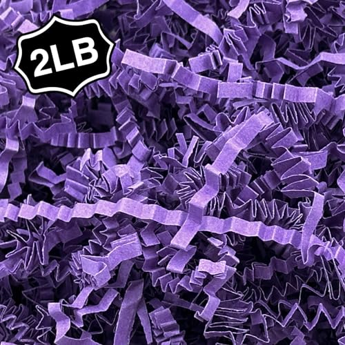 Corlcol 2LB Crinkle Paper Shred Filler for Bag Gift Box Basket Shredded Stuffing Decorations on Halloween (Purple)