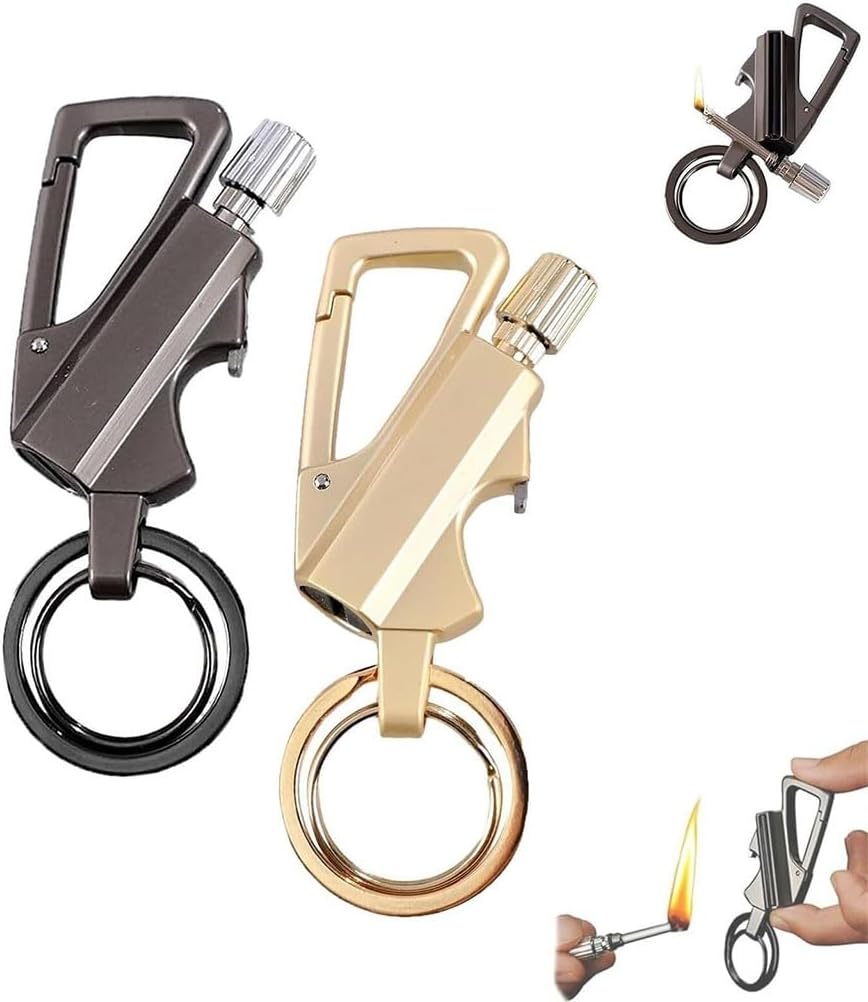 Permanent Match Unlimited Lighter, Kerosene Keychain Lighters, Waterproof Metal Reusable for Camping Outdoor Gifts(2pack 1)