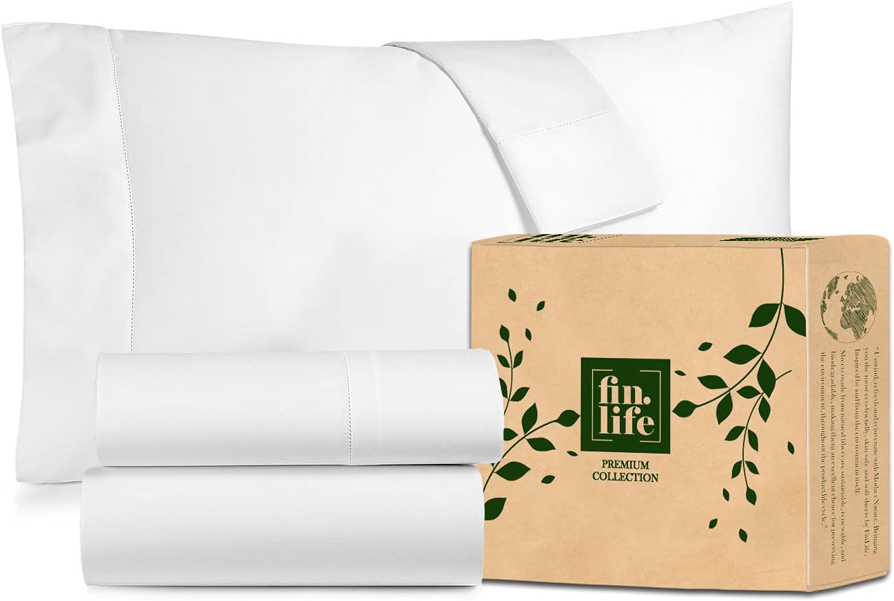 Sheet & Pillowcase Sets - King Size Bed Sheets Set - Snow White - 100% Cotton Sheet - 400 Thread Count 4 Piece Bedding 2 Pillow Case, Flat Sheet & Fitted Sheet with 16 Inch Deep Pocket - Long Staple : Home & Kitchen