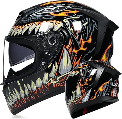 Miniatura 6 de Casco de motocicleta de cara completa, aprobado por DOT, para motocicleta, ciclomotor, carreras de calle, casco de choque, hombres y mujeres